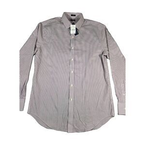 J Crew Men's Brand New Classic Pinstripe Red and White Large Dress Shirt W/ Tags